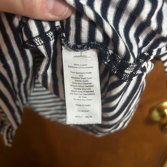 Talbots Authentic Tee Womens M/L Navy White Stripe Floral Embroidered Shirt - Picture 6 of 6